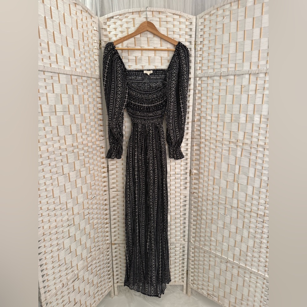 Black Patterned Open Back Maxi Dress VICI